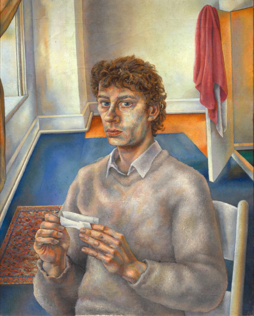 A painting of Mike rolling up.